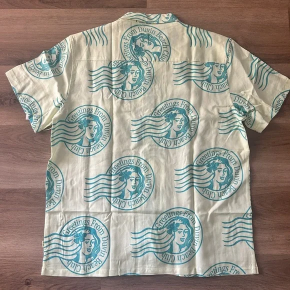 Duvin “Greetings From Duvin Beach Club” Button-Up Shirt (NWT)